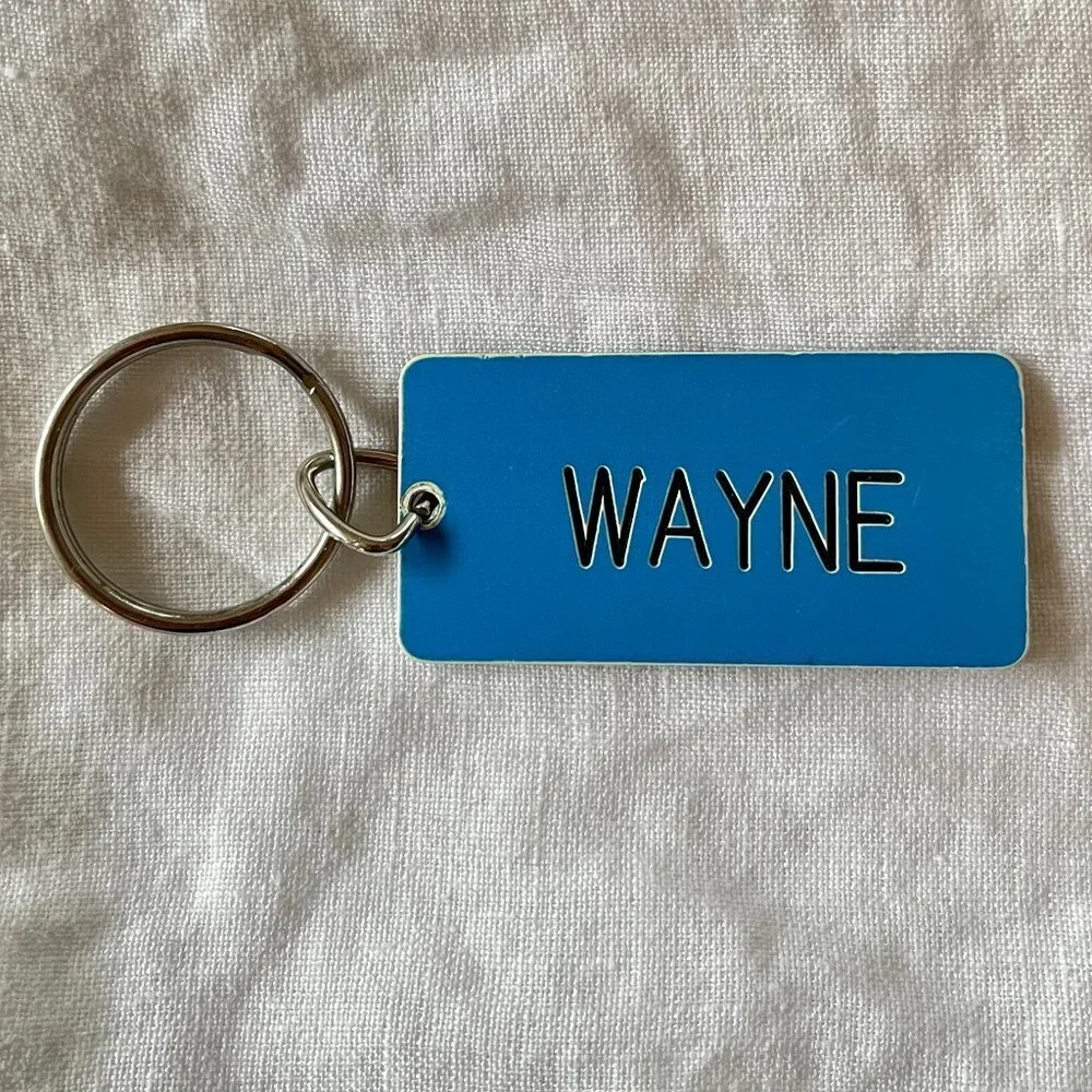 Engraved Name Plate Wayne Keychain